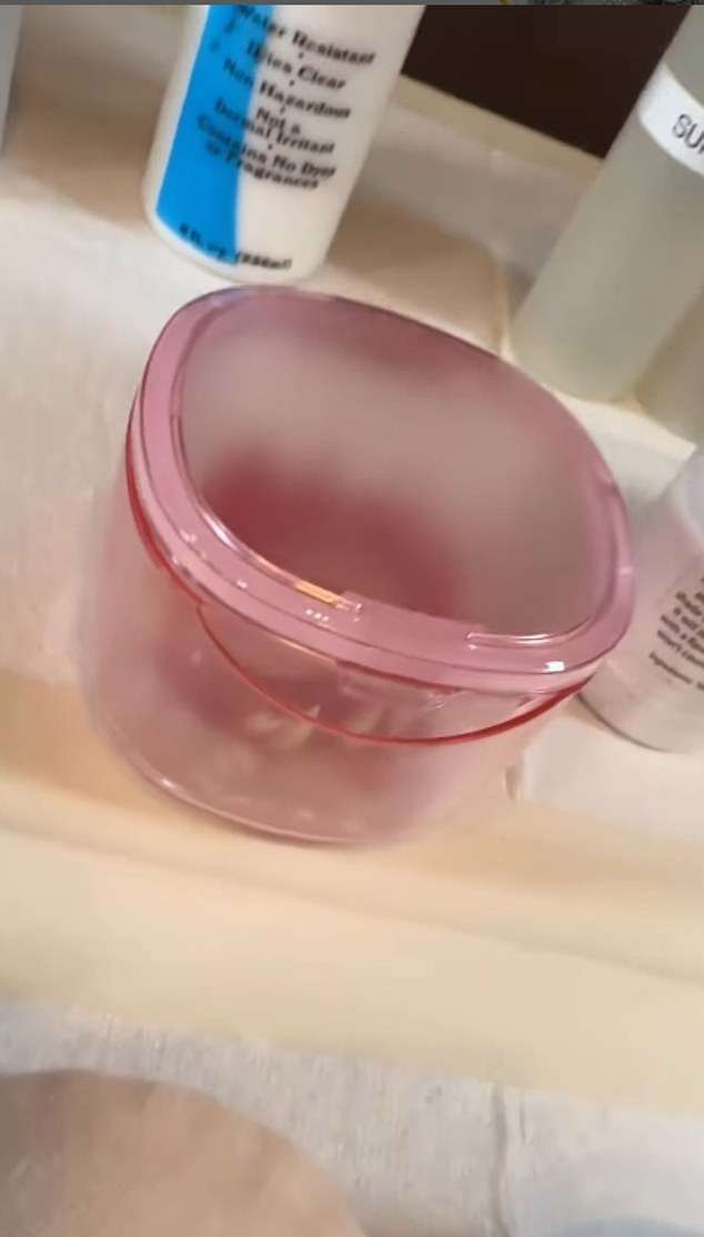 The teeth were in a pink container