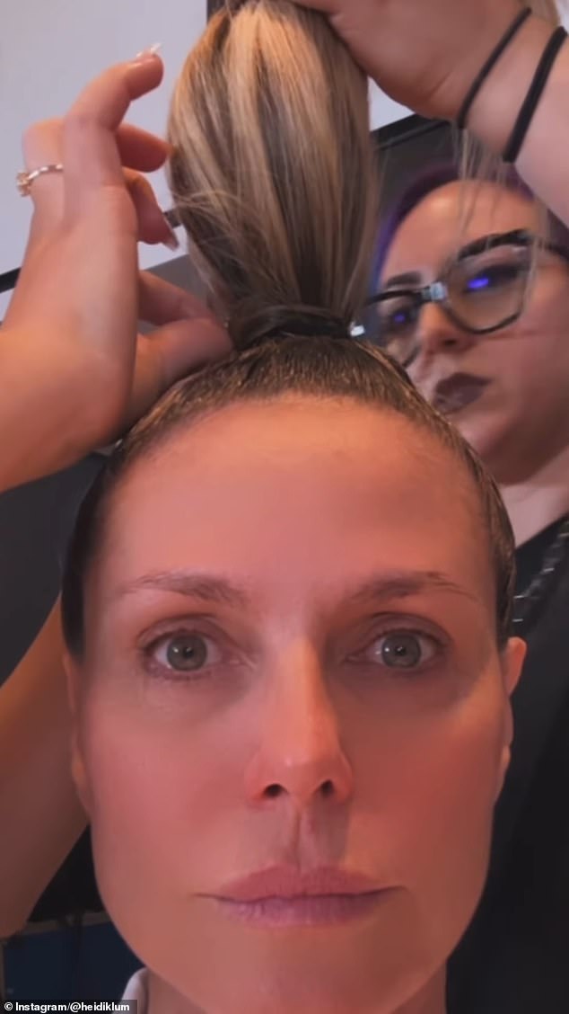 The cover girl was also seen getting her hair tied up in a new video to Instagram