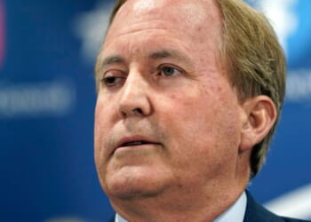 Texas Attorney General Ken Paxton makes a statement at his office in Austin, Texas, on May 26, 2023.