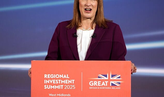 Writing for the Daily Mail, City grandee and philanthropist Ken Costa cautioned that 'just about anyone with aspirations is being made to feel unwelcome in Rachel Reeves' Britain'. Pictured: The Chancellor at the Regional Investment Summit in Birmingham this week