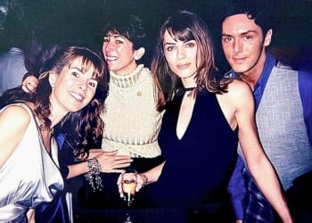 Actress Elizabeth Hurley poses at a party in October 1996 with ¿friend¿ Ghislaine Maxwell in a bombshell picture posted last night on social media