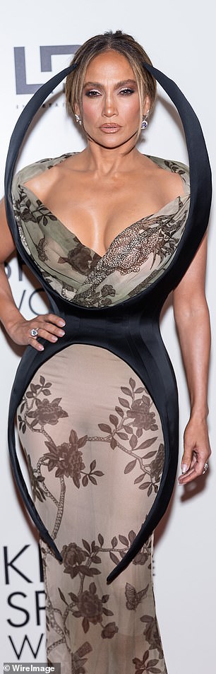 Jennifer Lopez in her arachnid-inspired dress this week