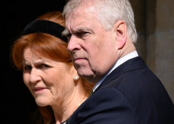 Sarah Ferguson and ex husband Prince Andrew at the Easter Sunday Service in April 2025