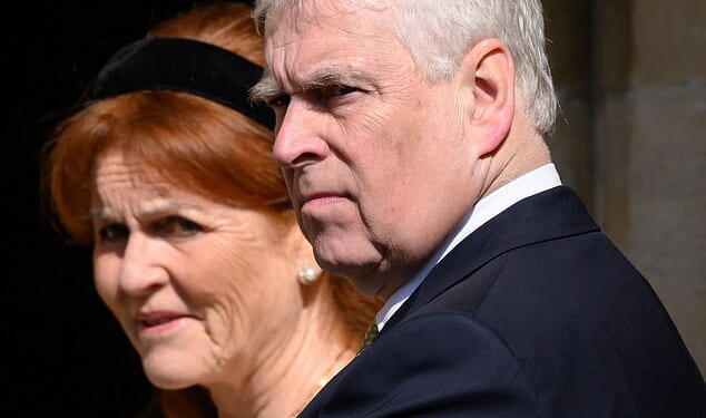 Sarah Ferguson and ex husband Prince Andrew at the Easter Sunday Service in April 2025