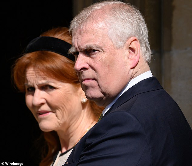 Sarah Ferguson and ex husband Prince Andrew at the Easter Sunday Service in April 2025