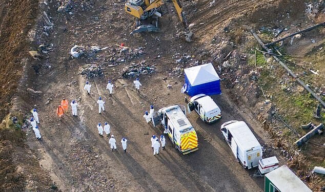 The search saw officers scour an area the side of a football pitch which was five metres deep