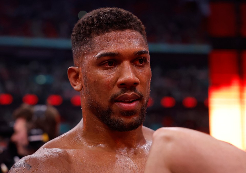 Anthony Joshua after losing his fight against Daniel Dubois at Wembley Stadium.