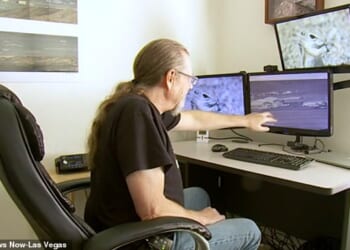 Joerg Arnu, pictured, captured audio following what he says was the crash of a top secret aircraft at Area 51 last month