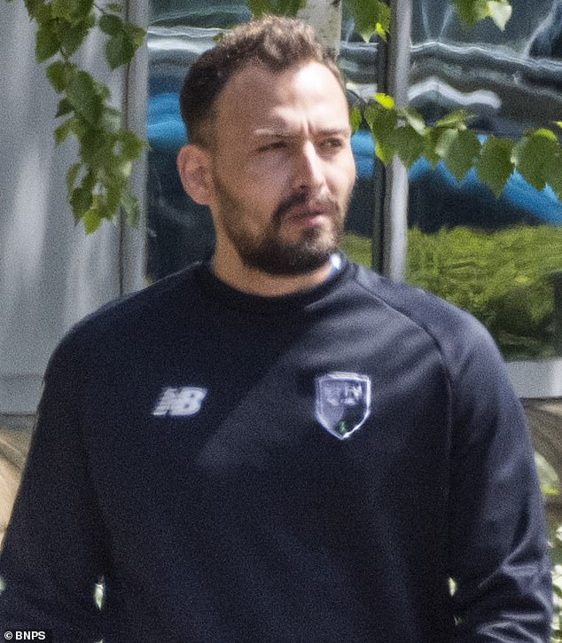 Tunisian migrant Houssine Nouira (pictured outside court wearing a black New Balance sweatshirt), 32, was sentenced to 12 months in jail back in May after he picked up part of the breakfast display and throwing it at staff