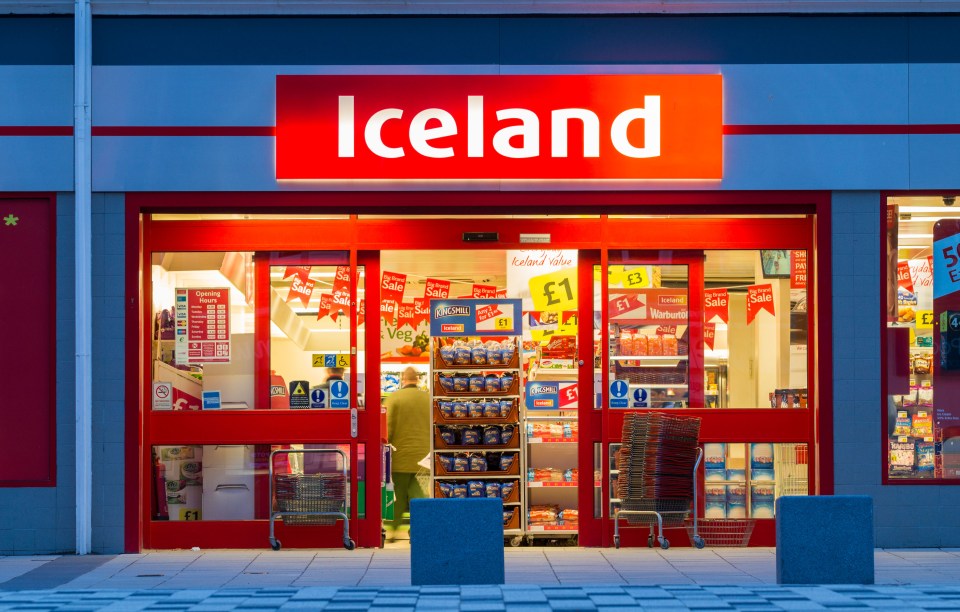 Iceland supermarket at night.