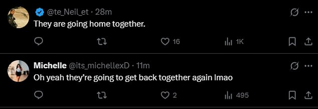 But the majority of commenters spread rumors of a reconciliation