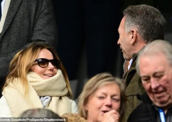 Christian Horner joined his wife Geri at Watford's Championship clash at Coventry on Saturday