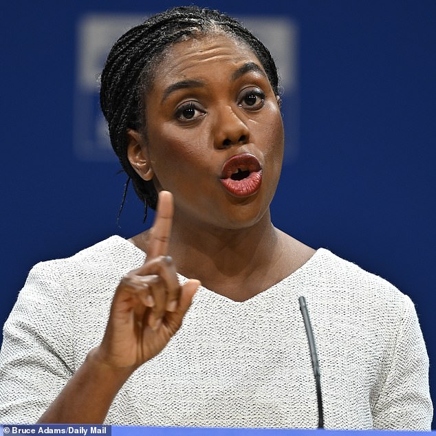 Tory leader Kemi Badenoch (above) included a ban on asylum claims for illegal entrants in a raft of new immigration policies set out at the Tory conference this month