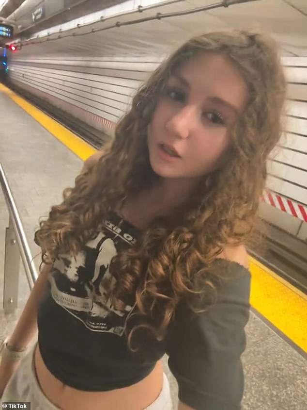 Ebba Morina, 13, was also found dead on top of a J train in Brooklyn on Saturday. She is pictured at an MTA station on the Upper East Side
