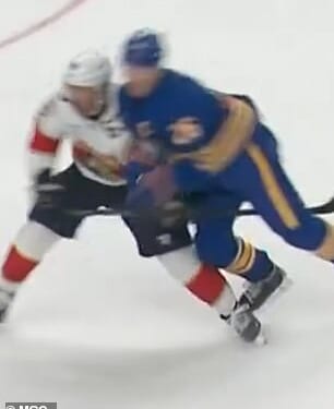 Rasmus Dahlin tried to check Brad Marchand