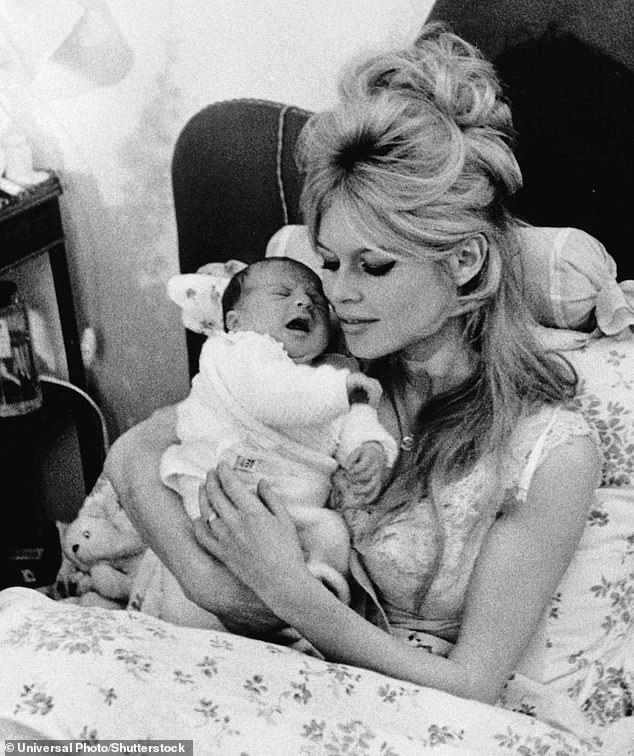 She welcomed a son, Nicolas-Jacques Charrier, with her second husband in 1960 (pictured) but was not maternal – calling her unborn baby a 'cancerous tumour'