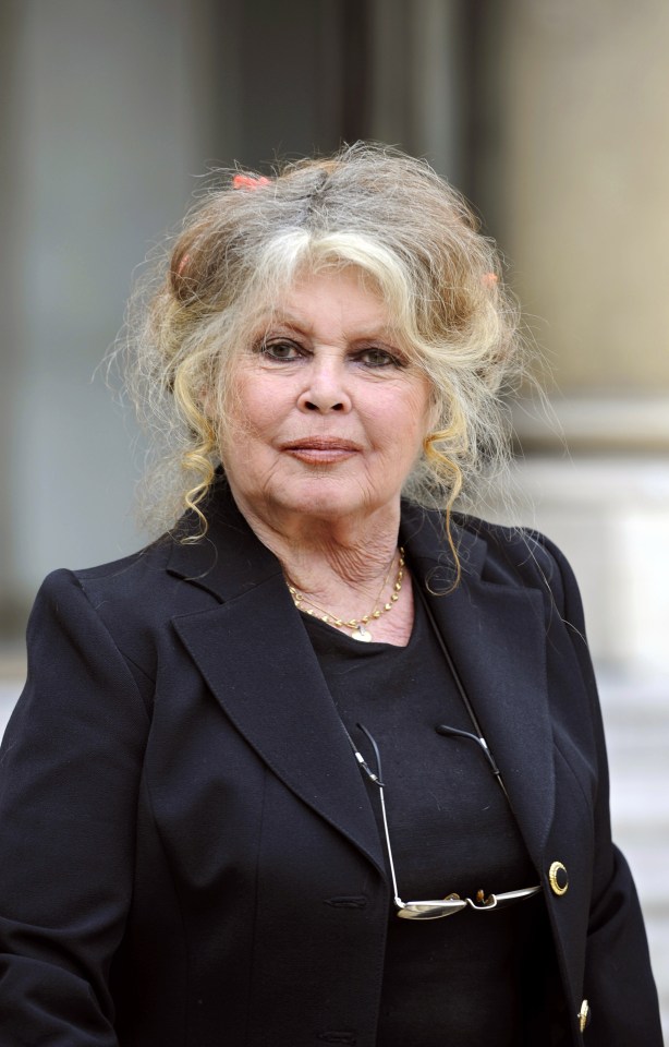 French film legend Brigitte Bardot poses at the Elysee palace.