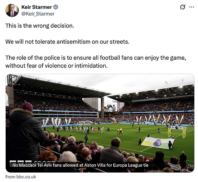 Prime Minister Sir Keir Starmer took to social media to condemn the decision last night