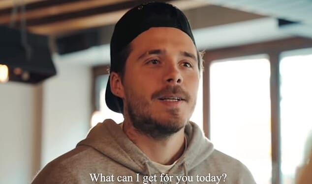 Brooklyn Beckham takes centre stage in a new commercial, filmed on behalf of his Cloud 23 hot sauce brand (pictured)