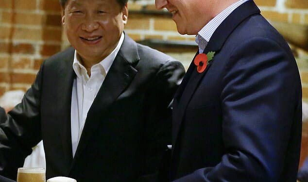 Then Prime Minister David Cameron with Chinese President Xi Jinping during a State visit to the UK in October 2015