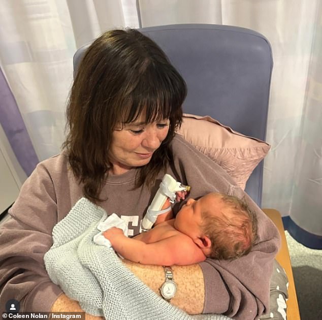 Coleen Nolan, 60, was overcome with emotion as she introduced her new grandson on Instagram on Friday evening after her daughter Ciara, 24, welcomed a baby boy