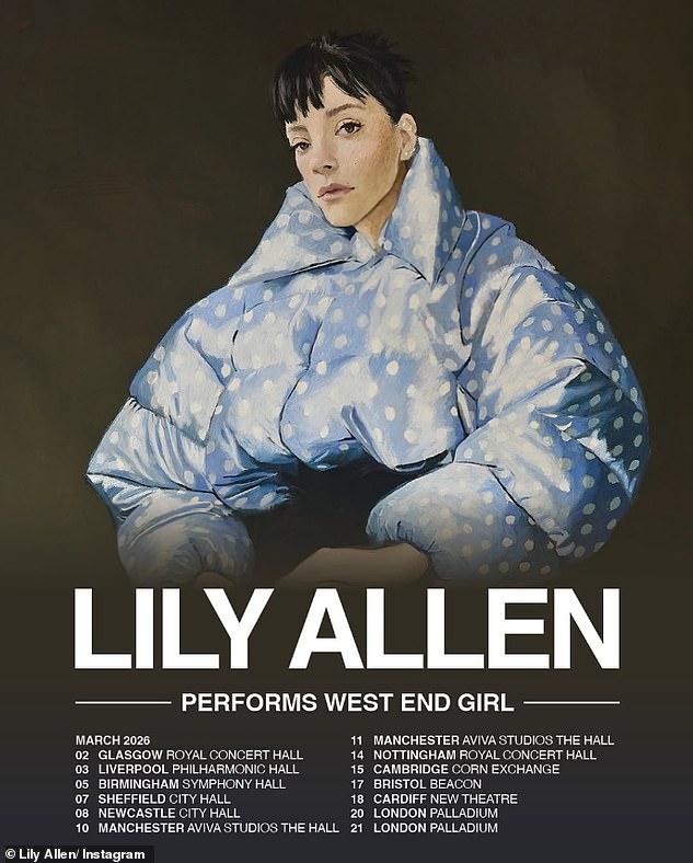 This week Lily announced she is going on her first tour in seven years, playing in theatres across the UK in March 2026