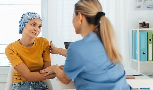 Lobular breast cancer grows differently than other breast cancers. Instead of forming a distinct lump, its cells spread in dispersed patterns. This makes it more difficult to detect through traditional mammograms and physical exams (stock image)