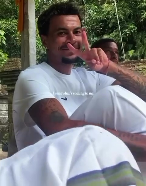 Dele Alli making a peace sign while on holiday in Bali.