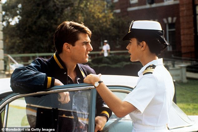 When Demi Moore (R) showed up to the first table read for A Few Good Men in 1991 while nearly eight months pregnant, her castmate Tom Cruise (L) seemed visibly uncomfortable
