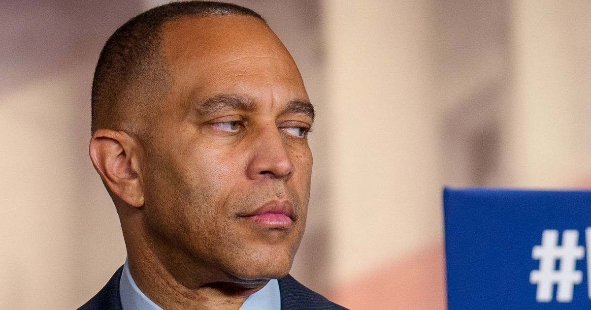 House Minority Leader Hakeem Jeffires participates in a news conference on Capitol Hill in Washington, D.C., on Wednesday.