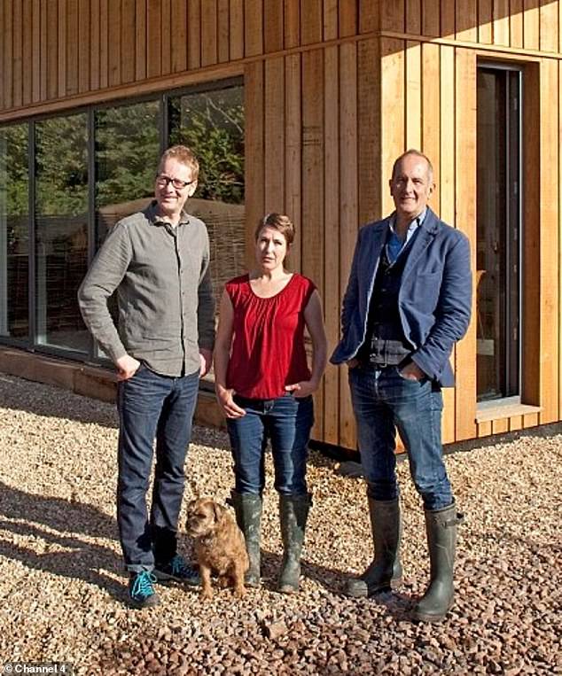 Former owners of the property Mark, left, and Candida with presenter Kevin McCloud