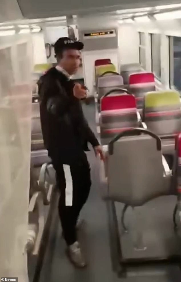 The man, 26, was apprehended by transport police on Friday evening after the assault (pictured) on Jhordana Dias, also 26, just outside the French capital on October 15