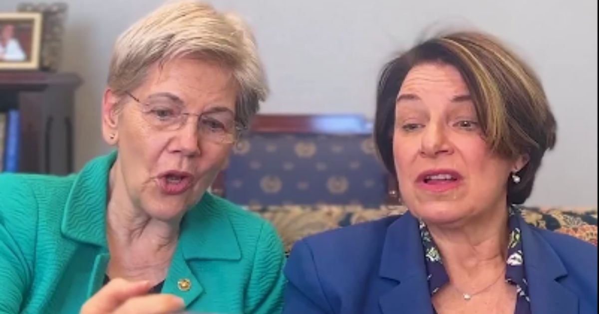 Sens. Elizabeth Warren, left, and Amy Klobuchar, right, posted a live reaction to the White House construction and received immediate criticism.