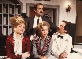 Prunella Scales (left) with John Cleese, Connie Booth and Andrew Sachs in Fawlty Towers