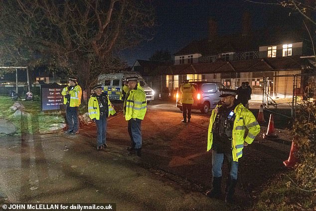 Crowds gathered outside the Bell Hotel (pictured) in Epping - where Kebatu was previously housed - on Friday evening