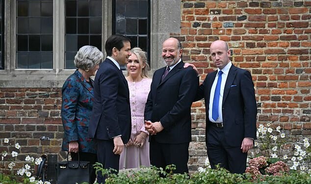 (L-R) White House Chief of Staff Susie Wiles, Secretary of State Marco Rubio, Press Secretary Karoline Leavitt, Secretary of Commerce Howard Lutnick and White House deputy chief of staff Stephen Miller at the UK Prime Minister's residence Chequers, England, on September 18