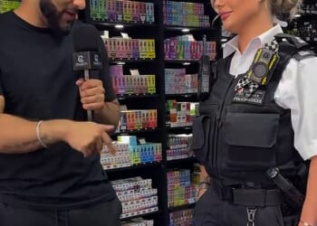 One video shows a Met Police officer boasting about receiving discounts at a vape retailer in Leytonstone, East London