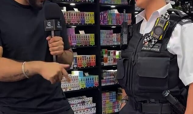 One video shows a Met Police officer boasting about receiving discounts at a vape retailer in Leytonstone, East London