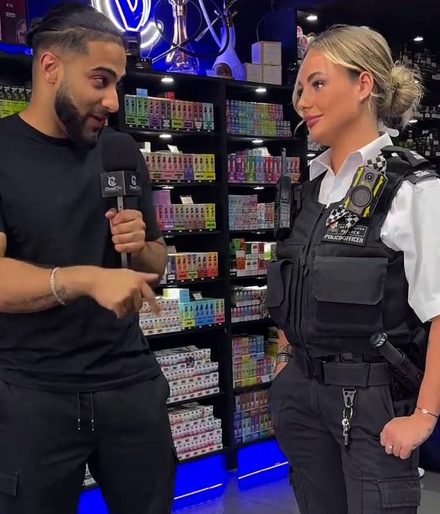 One video shows a Met Police officer boasting about receiving discounts at a vape retailer in Leytonstone, East London