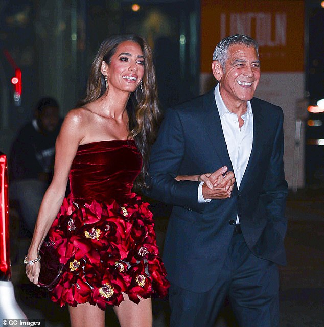 The A-list actor was joined by his wife Amal Clooney, who wore an Oscar de la Renta mini dress