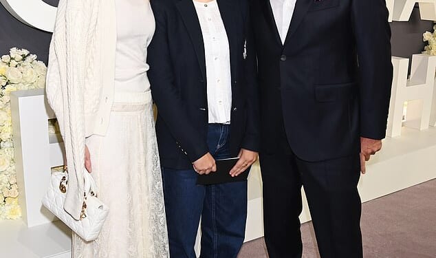 Geri Halliwell and Christian Horner put on a united front as they were joined by his daughter Olivia at the Victoria Beckham premiere in London on Wednesday