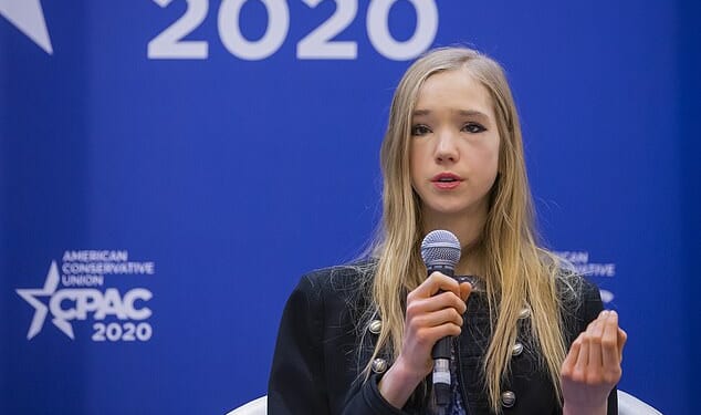 Naomi Seibt (pictured) - a conservative German activist who once reached viral fame as the 'anti-Greta Thunberg' - now fears for her life and has applied for asylum in the United States