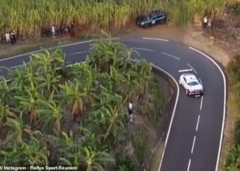 One of the drivers in Sunday's car race, which marked the 18th edition of the Rallye de Saint-Joseph