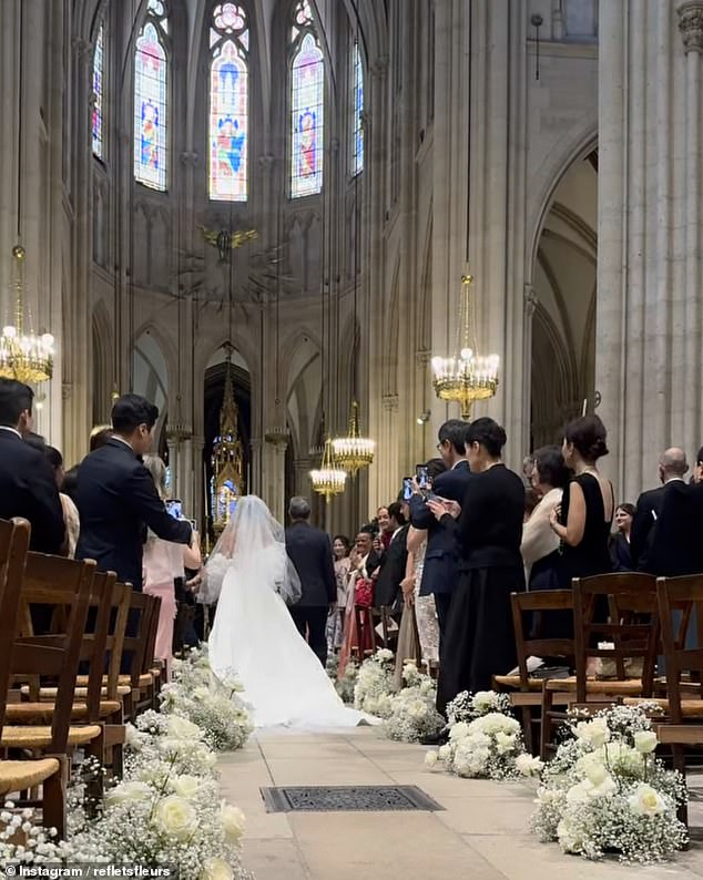 Sean and Dahye got married at his family's basilica and were officiated by Father Marc Lambret in his final mass before retirement
