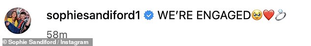 Sophie captioned the post: 'WE’RE ENGAGED'