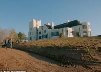 A Grand Designs couple have left locals 'aghast' with their plans to knock down a converted 17th-century folly (pictured) and build a futuristic modern castle