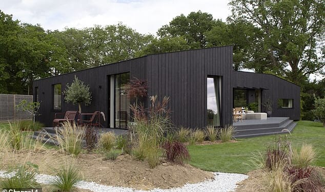 Pete and Aey built a sustainable 'super eco' home in West Sussex (pictured) - but viewers questioned how environmentally friendly it actually was
