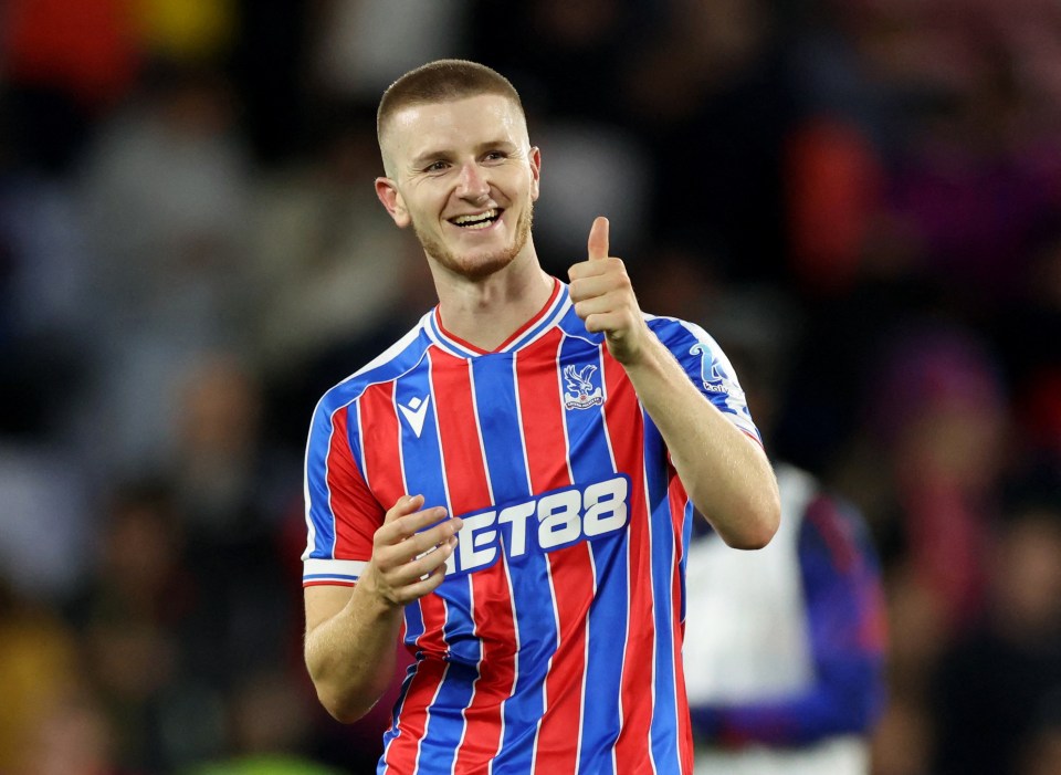 Crystal Palace's Adam Wharton reacting after the UEFA Conference League match.