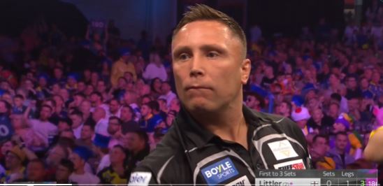 Gerwyn Price at a darts tournament.