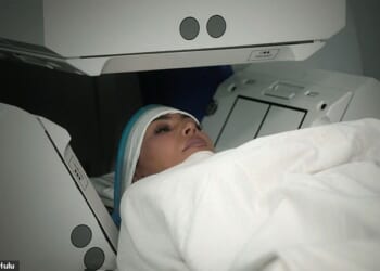 Kim, 45, revealed that doctors had found a brain aneurysm as she blamed the medical condition on stress she endured during the tumultuous divorce from Kanye West, 48